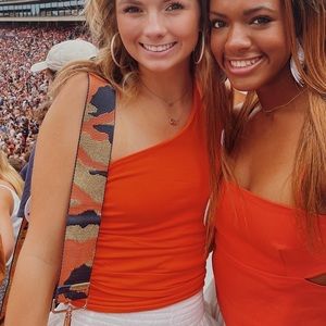 superdown orange one shouldered top